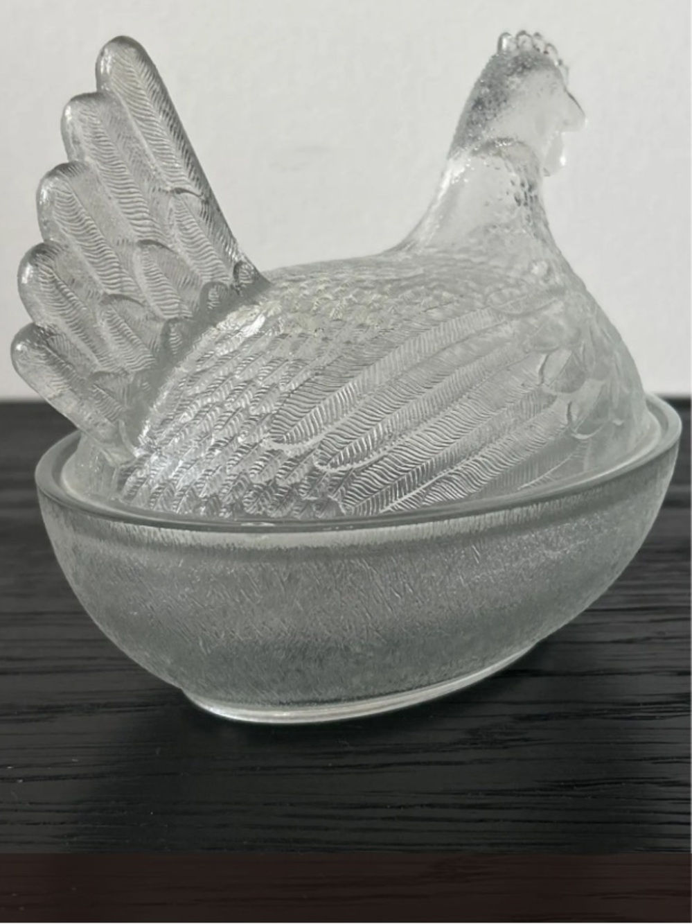 Original Indiana Glass Beadless Stippled Base Hen on A Nest Dish Clear 1930-1940 - Picture 3 of 14
